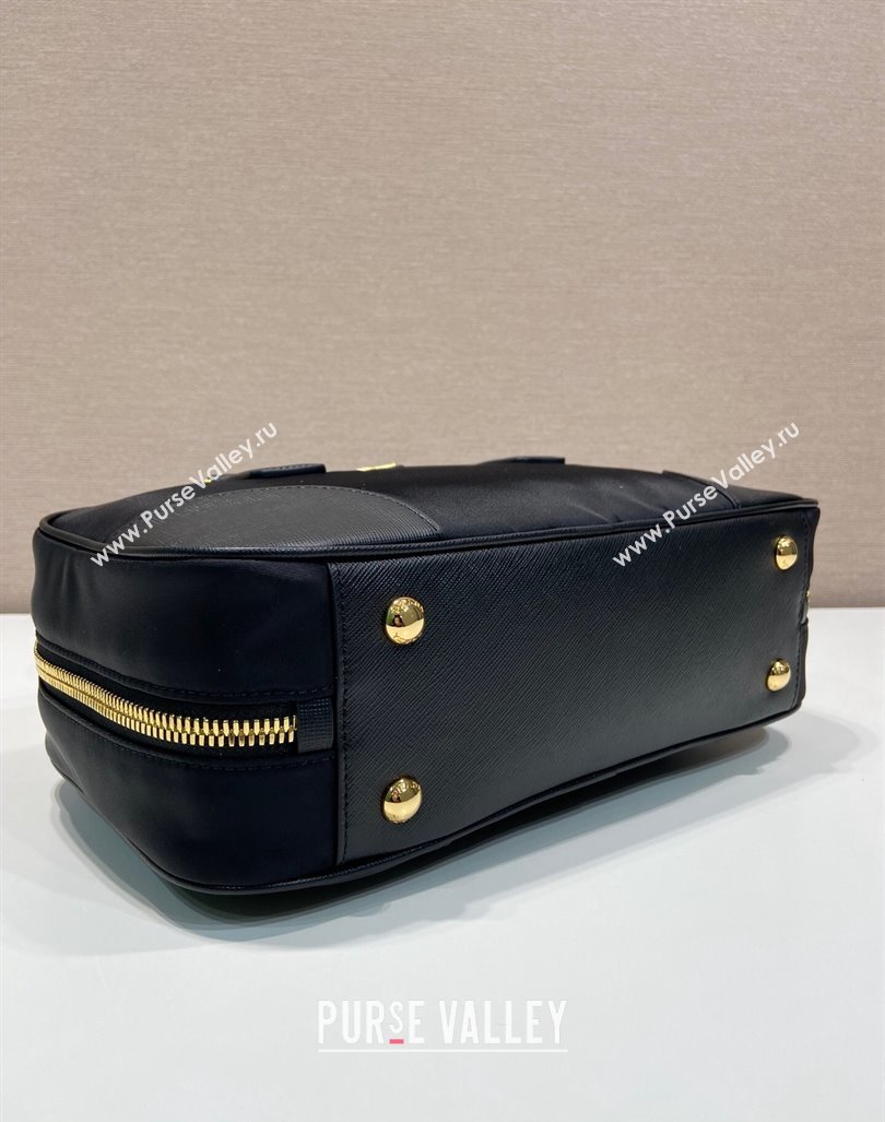 Prada Re-Edition 1978 medium Re-Nylon and Saffiano leather two-handle bag Black 2024 1BB115 (YZ-240416080)