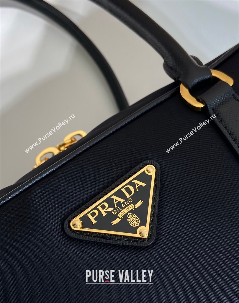 Prada Re-Edition 1978 medium Re-Nylon and Saffiano leather two-handle bag Black 2024 1BB115 (YZ-240416080)