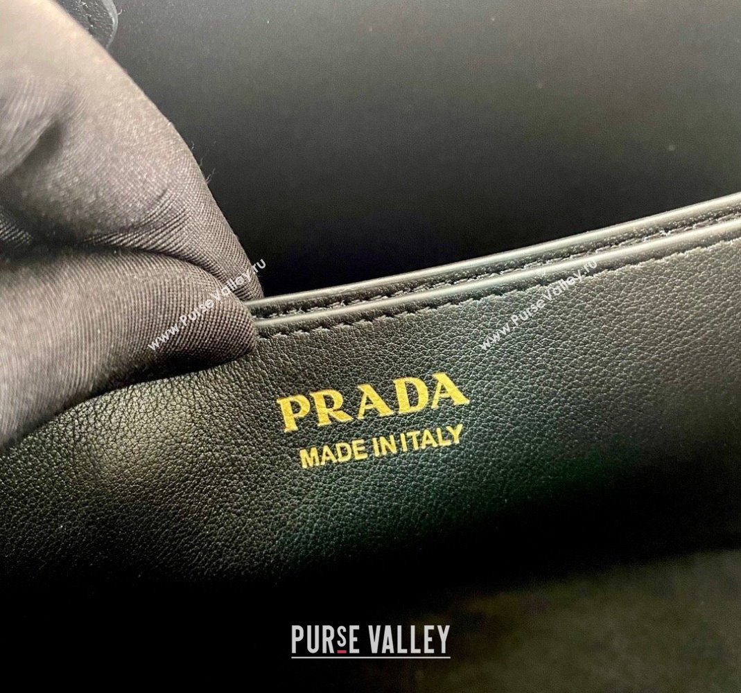 Prada Buckle medium leather handbag with belt 1BA434 Black 2024 (YZ-240416036)