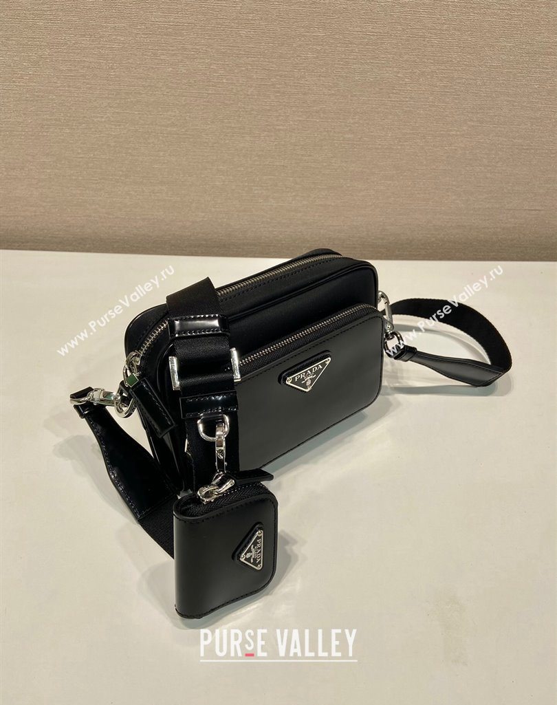 Prada Re-Nylon and brushed leather shoulder bag 2VH172 Black 2025 (YZ-251121152)