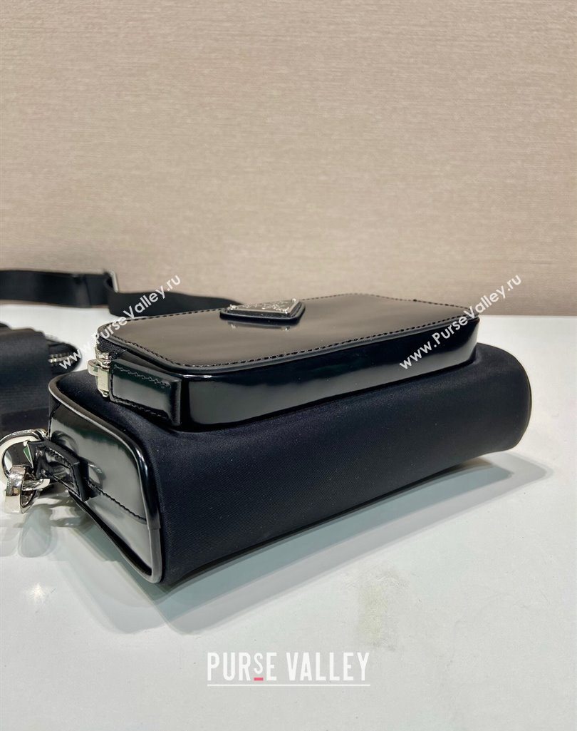 Prada Re-Nylon and brushed leather shoulder bag 2VH172 Black 2025 (YZ-251121152)