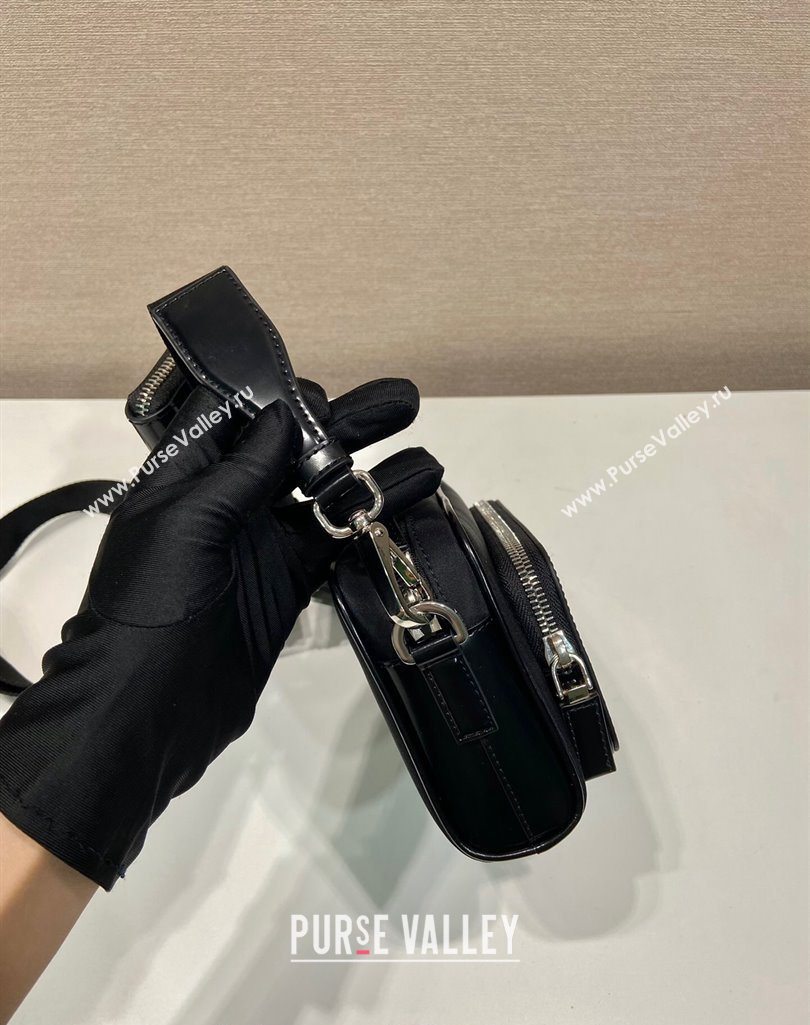 Prada Re-Nylon and brushed leather shoulder bag 2VH172 Black 2025 (YZ-251121152)