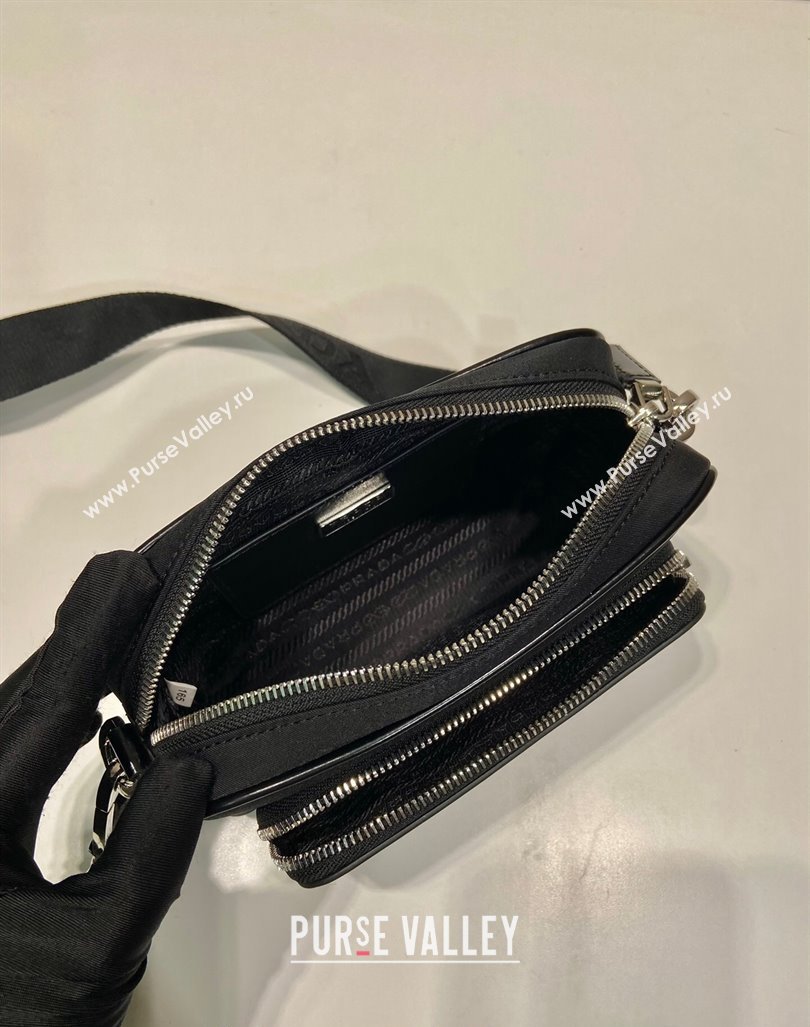 Prada Re-Nylon and brushed leather shoulder bag 2VH172 Black 2024 (YZ-240416085)