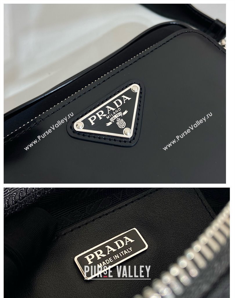 Prada Re-Nylon and brushed leather shoulder bag 2VH172 Black 2024 (YZ-240416085)
