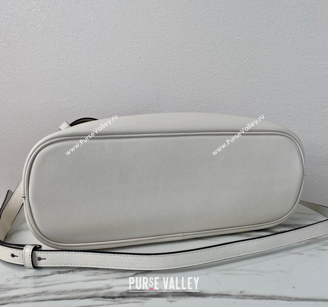 Prada Buckle medium leather handbag with belt 1BA434 White 2024 (YZ-240416037)