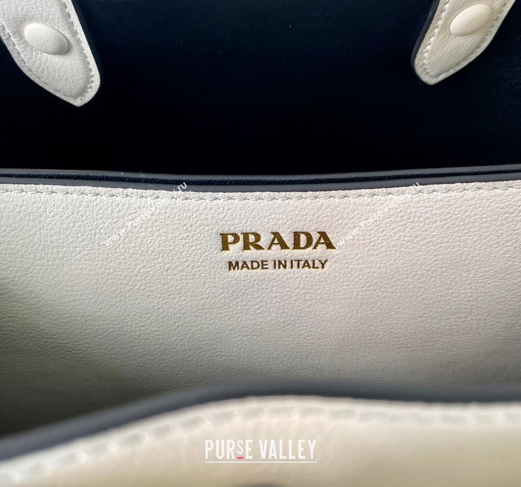 Prada Buckle medium leather handbag with belt 1BA434 White 2024 (YZ-240416037)