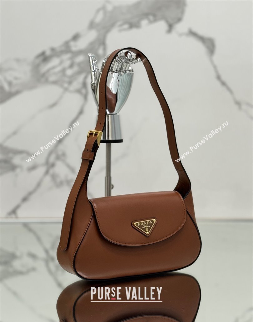 Prada Small leather shoulder bag 1BD358 Brown 2024 (YZ-240416095)