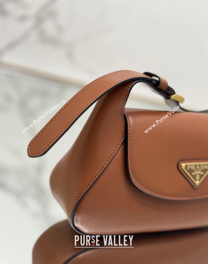 Prada Small leather shoulder bag 1BD358 Brown 2024 (YZ-240416095)