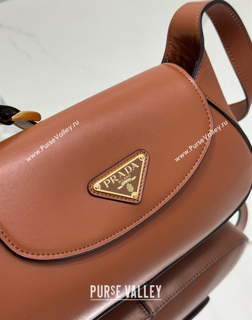 Prada Small leather shoulder bag 1BD358 Brown 2024 (YZ-240416095)