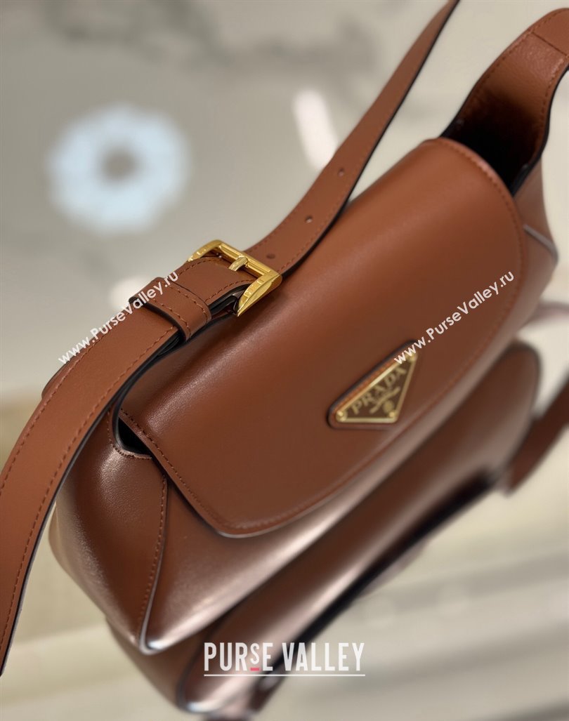 Prada Small leather shoulder bag 1BD358 Brown 2024 (YZ-240416095)