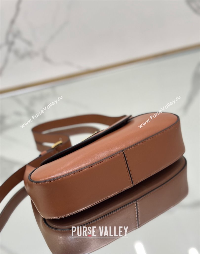 Prada Small leather shoulder bag 1BD358 Brown 2024 (YZ-240416095)