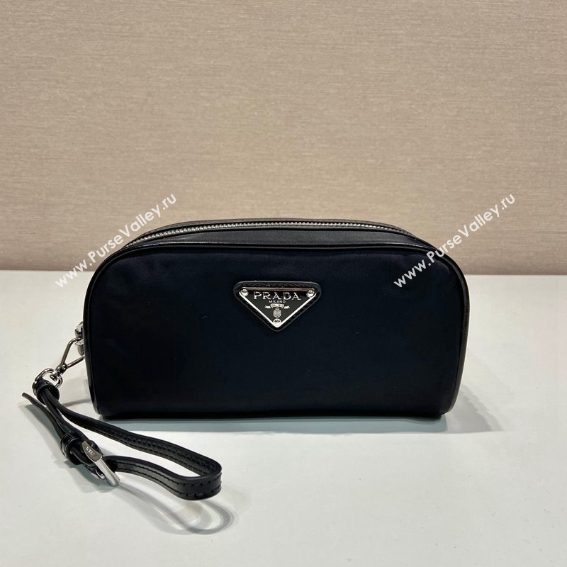 Prada Re-Nylon and brushed leather pouch Black 2NE063 2024 (YZ-240416097)