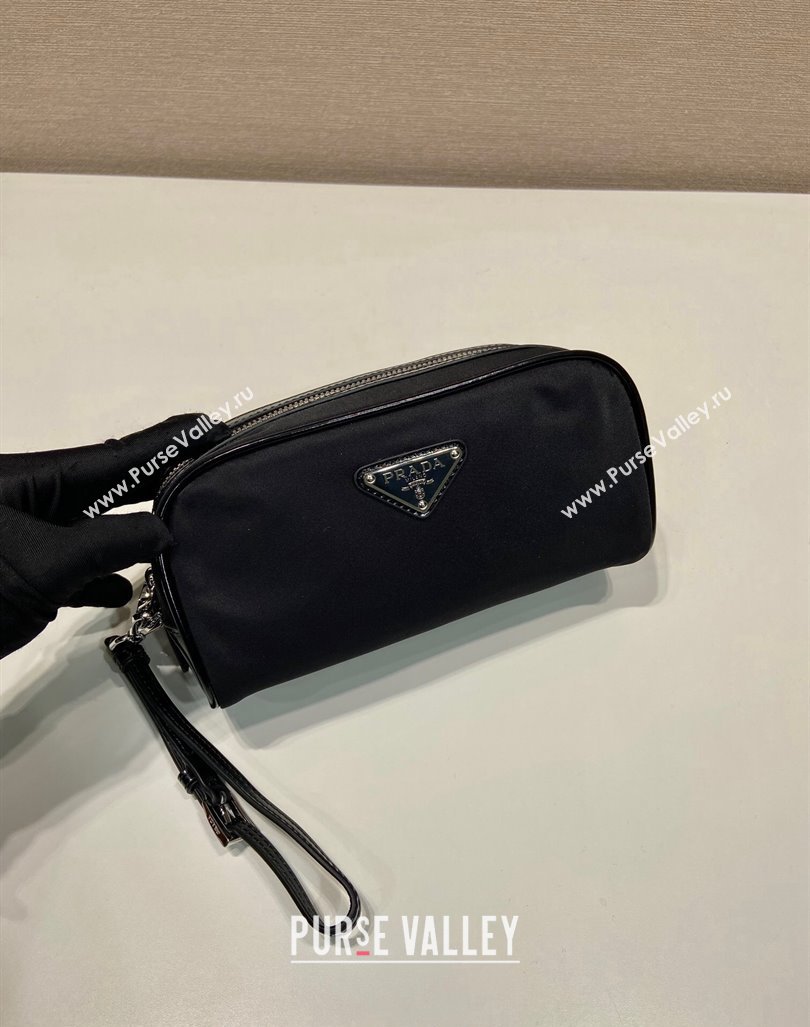 Prada Re-Nylon and brushed leather pouch Black 2NE063 2024 (YZ-240416097)