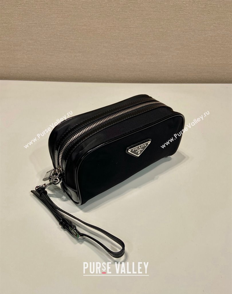 Prada Re-Nylon and brushed leather pouch Black 2NE063 2024 (YZ-240416097)