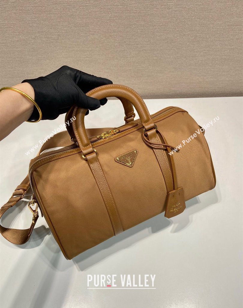 Prada Re-Edition 1978 medium Re-Nylon and Saffiano leather top-handle bag Cork Beige 2024 1BB233 (YZ-240416098)