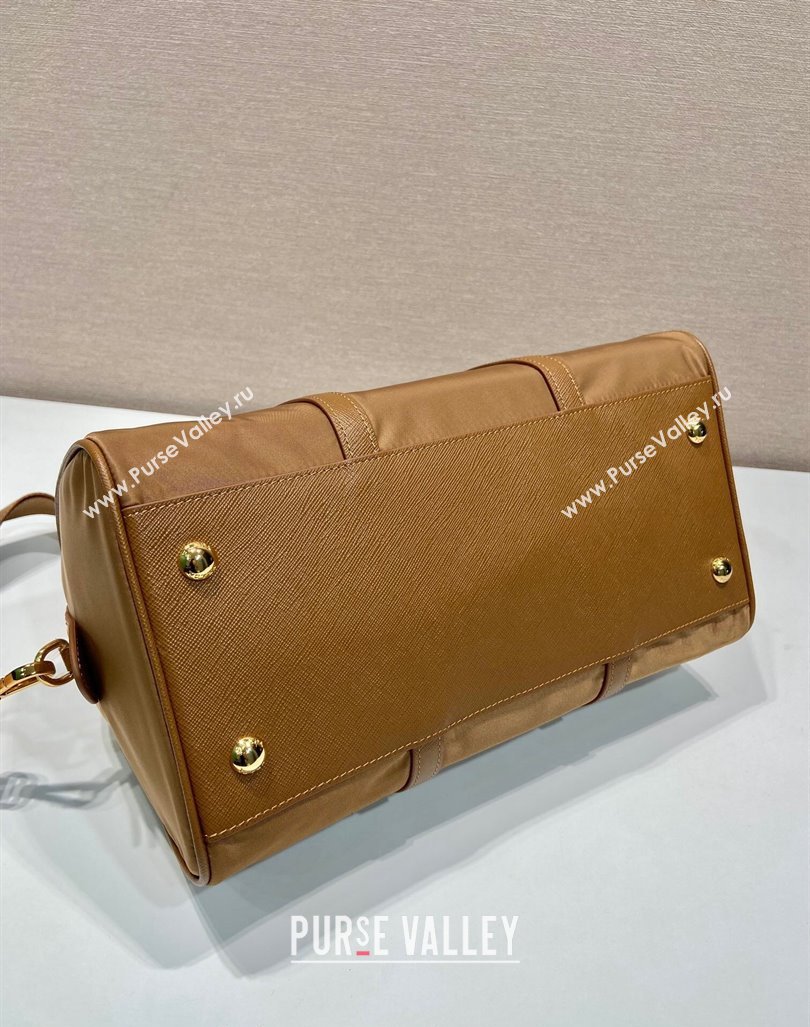 Prada Re-Edition 1978 medium Re-Nylon and Saffiano leather top-handle bag Cork Beige 2024 1BB233 (YZ-240416098)