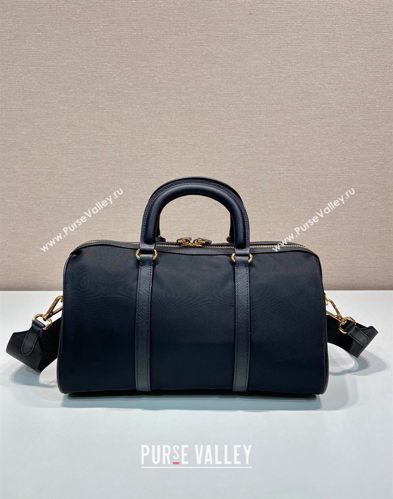 Prada Re-Edition 1978 medium Re-Nylon and Saffiano leather top-handle bag Black 2024 1BB233 (YZ-240416099)