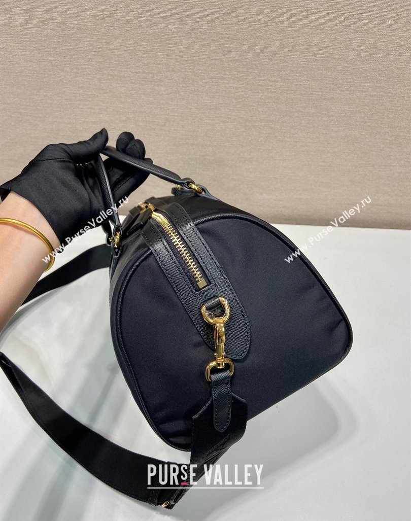 Prada Re-Edition 1978 medium Re-Nylon and Saffiano leather top-handle bag Black 2024 1BB233 (YZ-240416099)