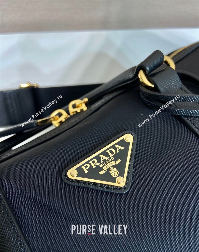 Prada Re-Edition 1978 medium Re-Nylon and Saffiano leather top-handle bag Black 2024 1BB233 (YZ-240416099)