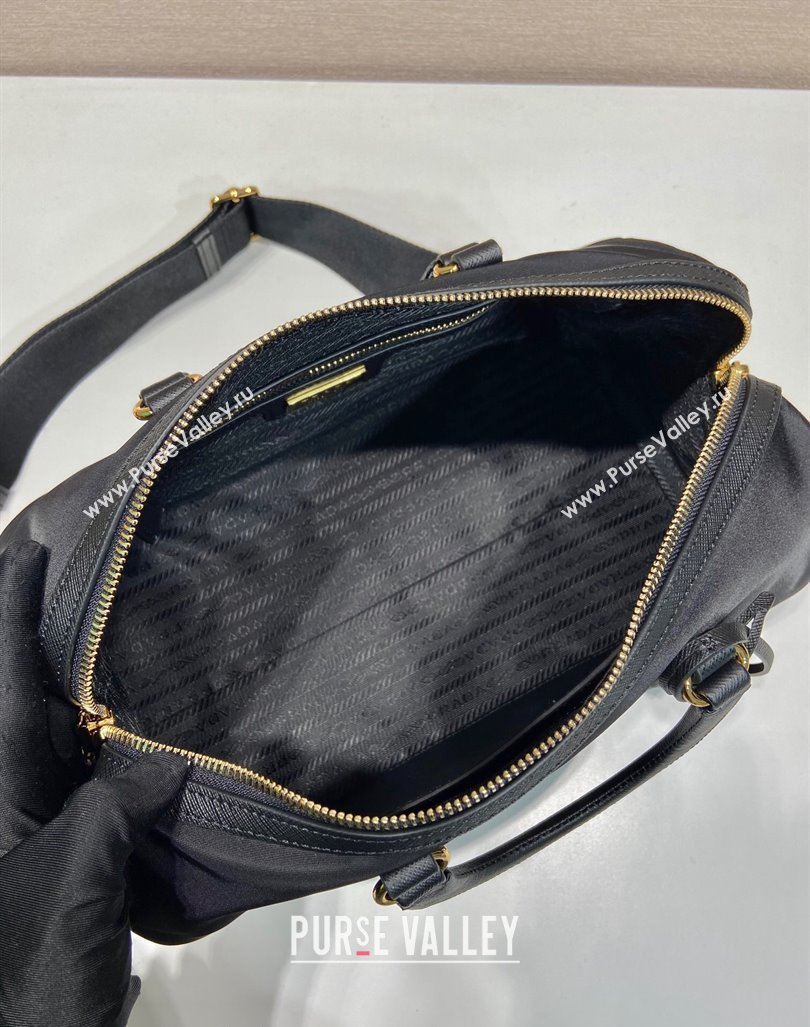 Prada Re-Edition 1978 medium Re-Nylon and Saffiano leather top-handle bag Black 2024 1BB233 (YZ-240416099)