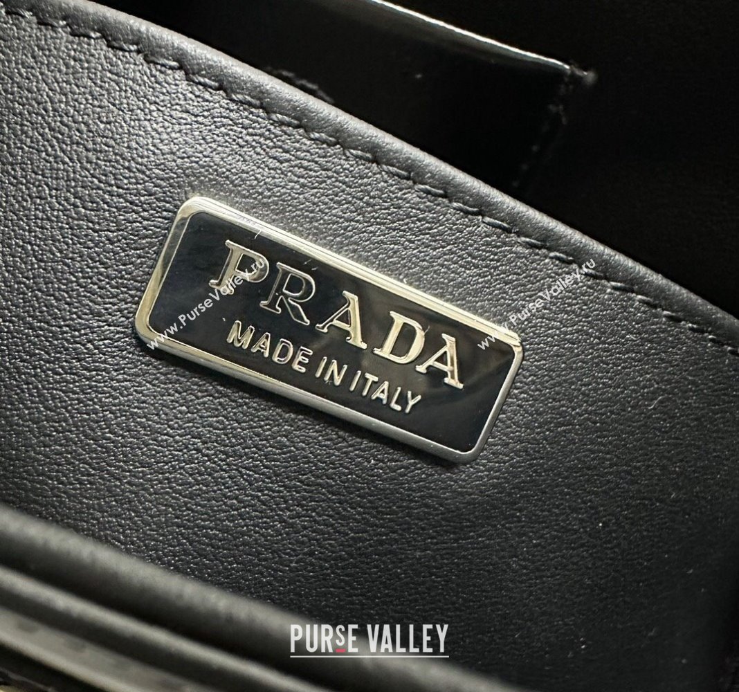 Prada Cleo Brushed Leather Shoulder Bag 1BC156 Black/Silver 2024 0416 (YZ-240416100)