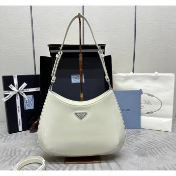 Prada Cleo Brushed Leather Shoulder Bag 1BC156 White/Silver 2024 0416 (YZ-240416101)