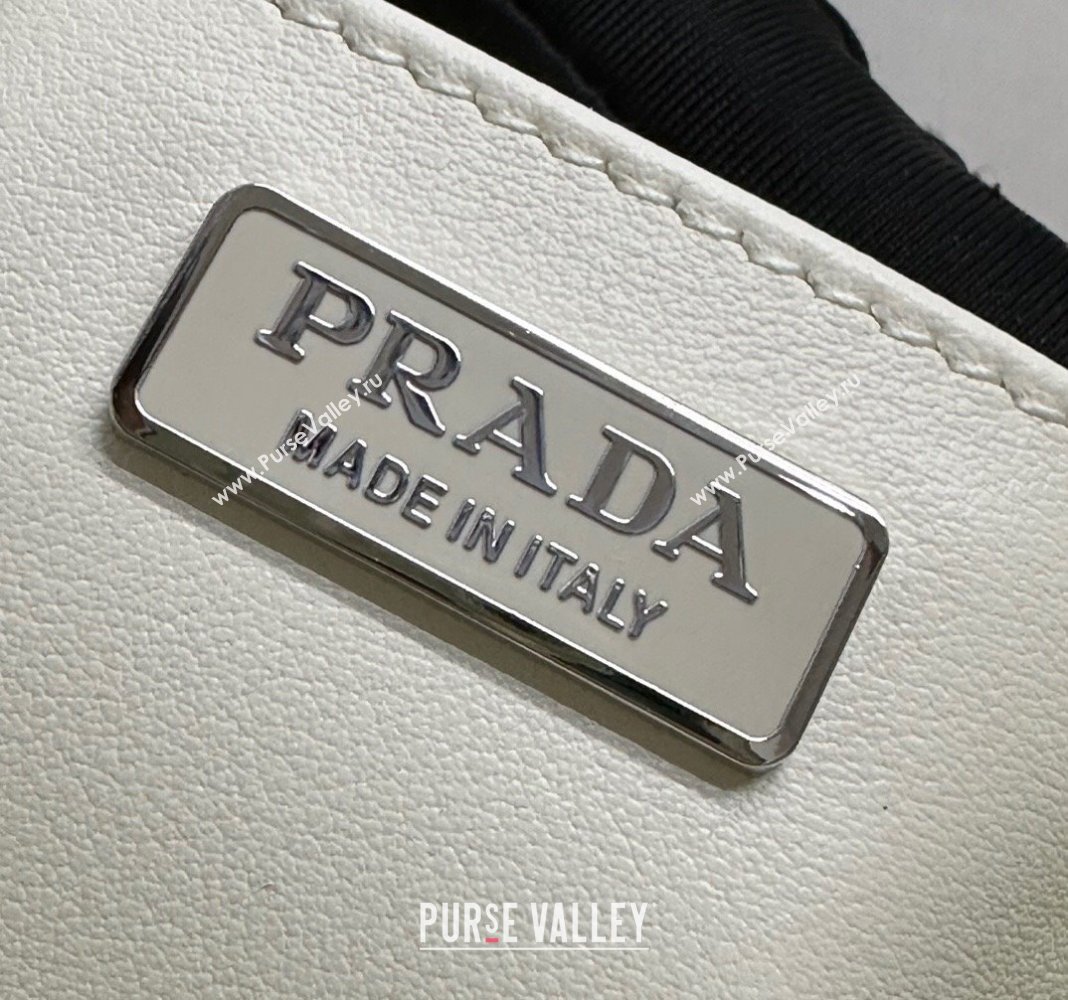 Prada Cleo Brushed Leather Shoulder Bag 1BC156 White/Silver 2024 0416 (YZ-240416101)