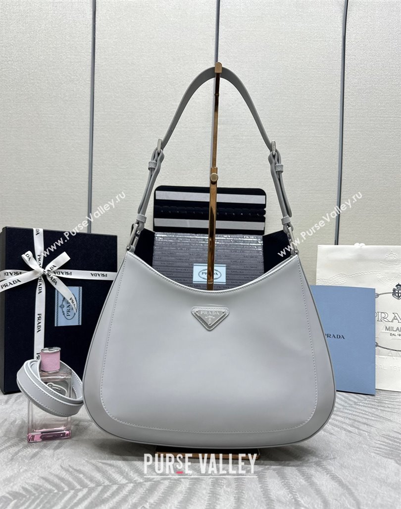 Prada Cleo Brushed Leather Shoulder Bag 1BC156 Grey 2024 0416 (YZ-240416104)