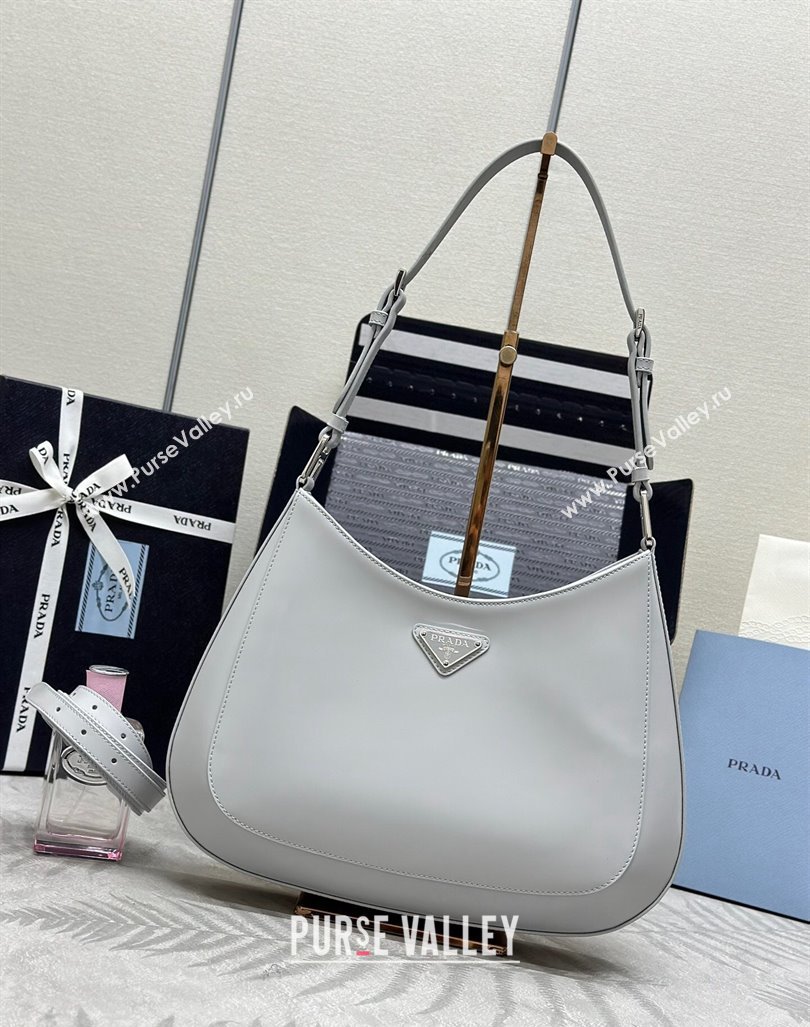 Prada Cleo Brushed Leather Shoulder Bag 1BC156 Grey 2024 0416 (YZ-240416104)