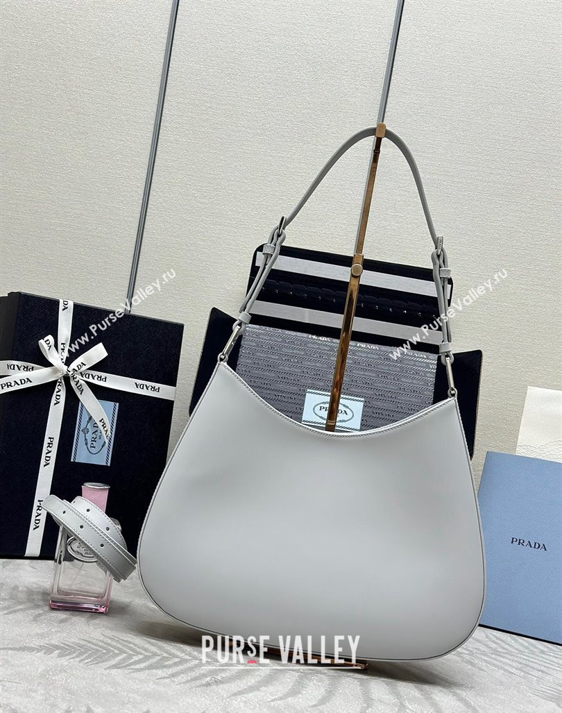 Prada Cleo Brushed Leather Shoulder Bag 1BC156 Grey 2024 0416 (YZ-240416104)