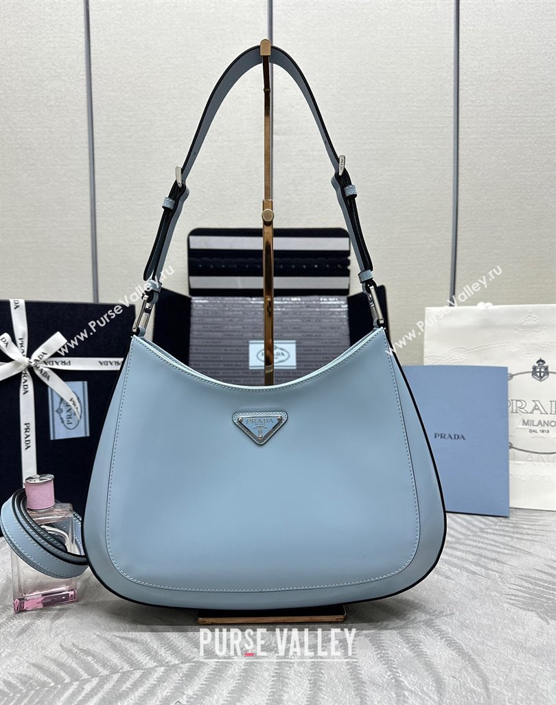 Prada Cleo Brushed Leather Shoulder Bag 1BC156 Blue 2024 0416 (YZ-240416105)