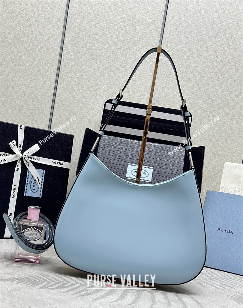 Prada Cleo Brushed Leather Shoulder Bag 1BC156 Blue 2024 0416 (YZ-240416105)