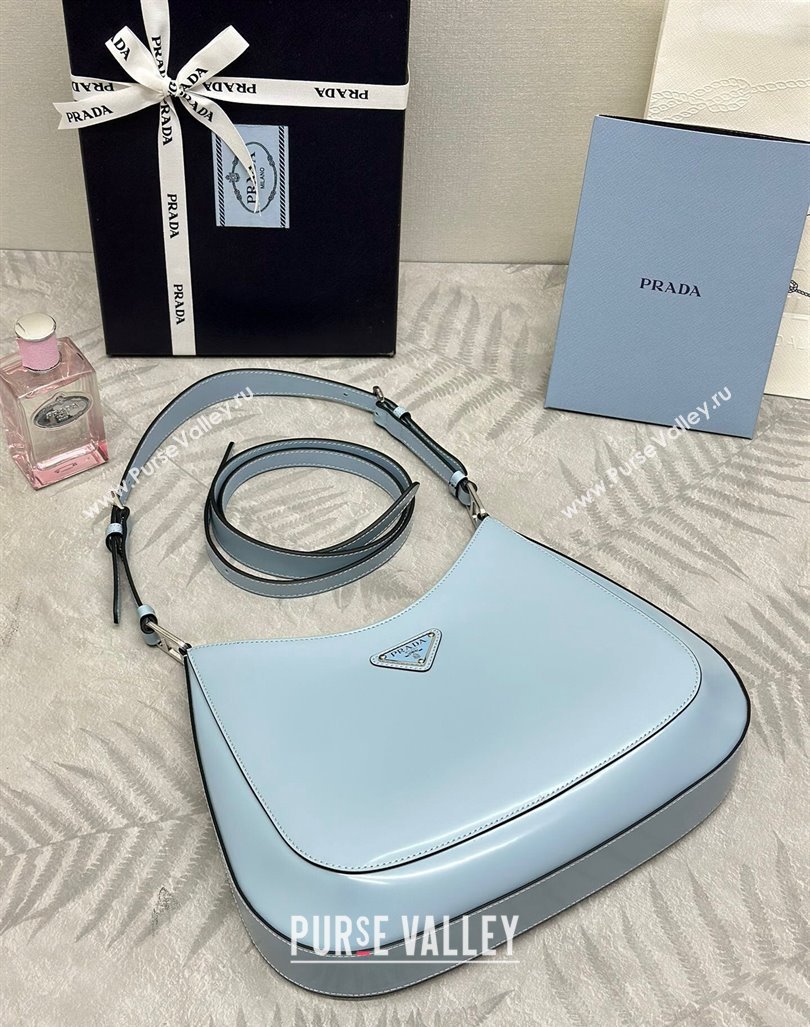 Prada Cleo Brushed Leather Shoulder Bag 1BC156 Blue 2024 0416 (YZ-240416105)