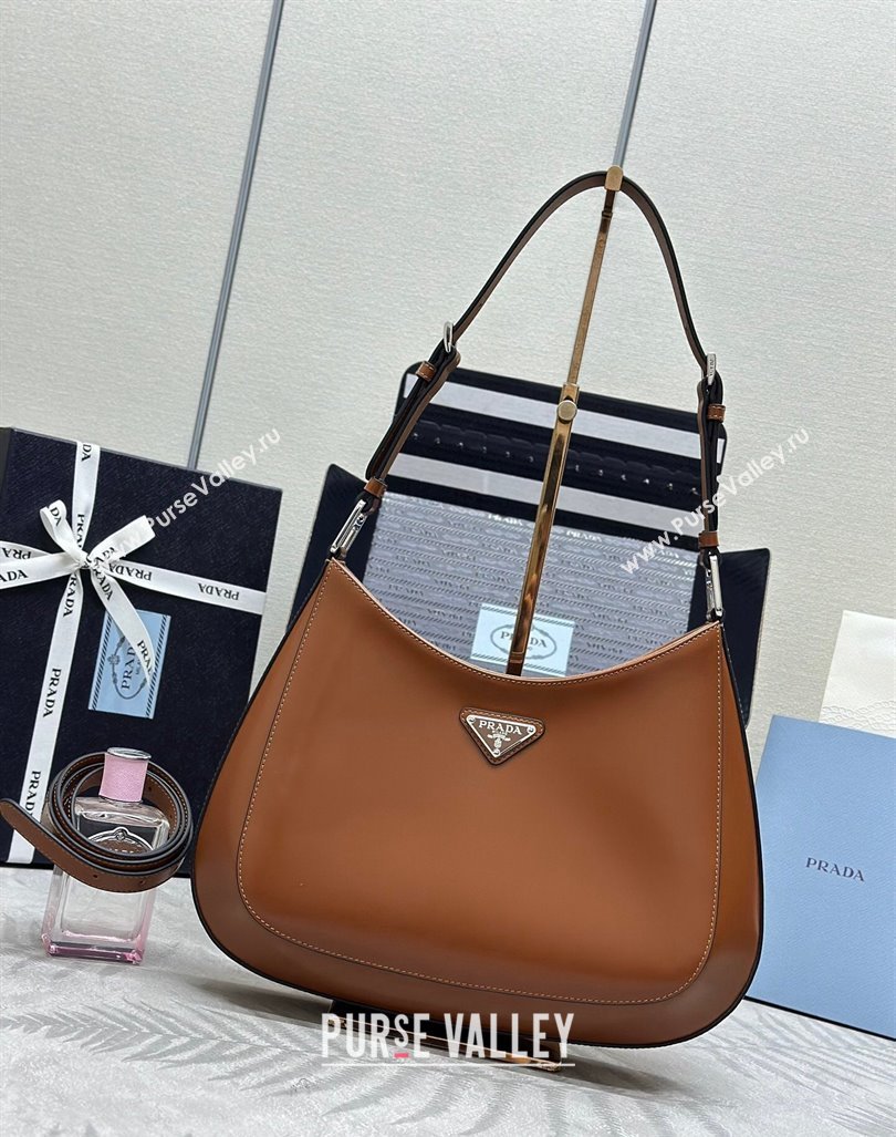 Prada Cleo Brushed Leather Shoulder Bag 1BC156 Brown 2024 0416 (YZ-240416107)