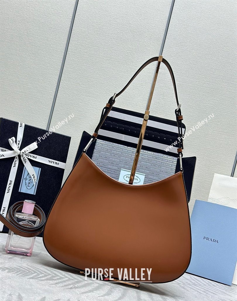 Prada Cleo Brushed Leather Shoulder Bag 1BC156 Brown 2024 0416 (YZ-240416107)