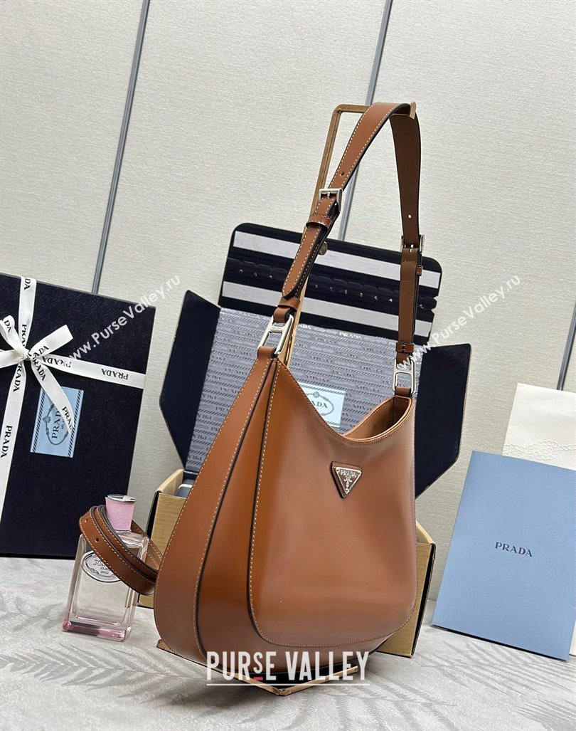 Prada Cleo Brushed Leather Shoulder Bag 1BC156 Brown 2024 0416 (YZ-240416107)