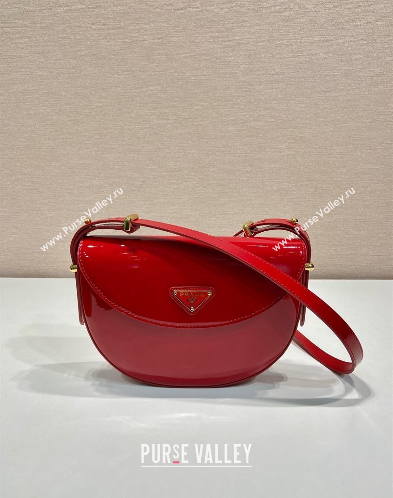 Prada Patent leather saddle Emini bag Red 2024 1BA349 (YZ-240416044)