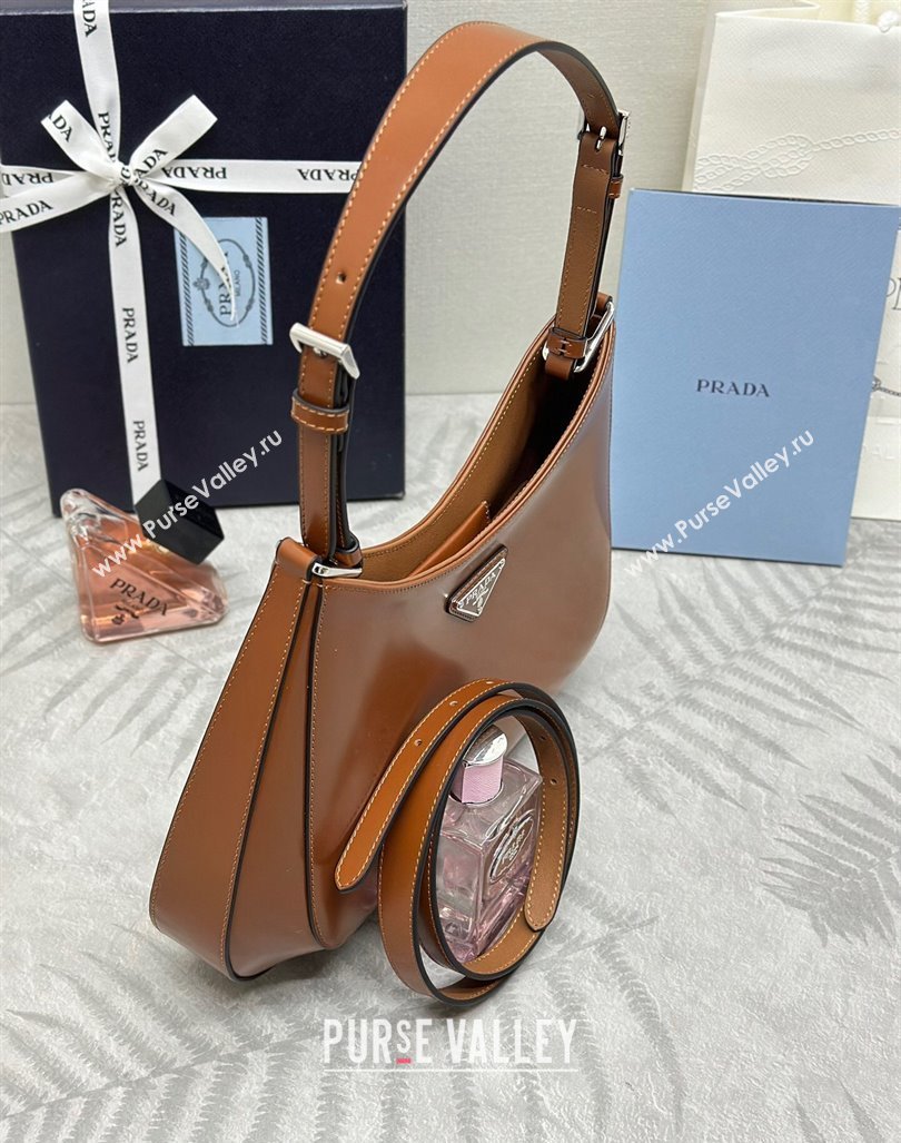 Prada Cleo Brushed Leather Shoulder Bag 1BC156 Brown 2024 0416 (YZ-240416107)