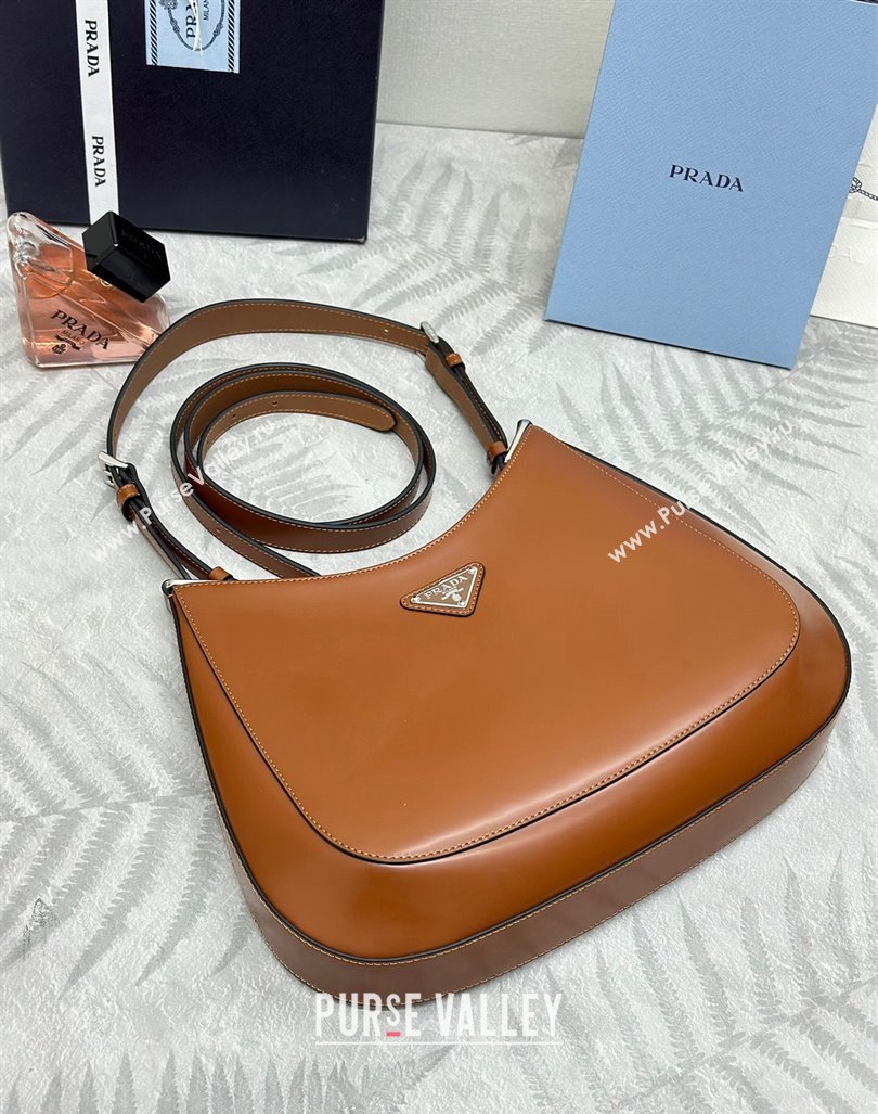 Prada Cleo Brushed Leather Shoulder Bag 1BC156 Brown 2024 0416 (YZ-240416107)