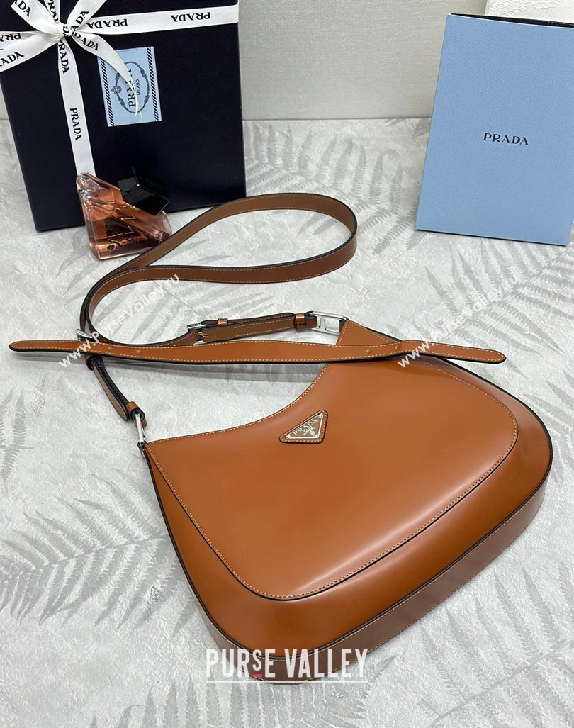 Prada Cleo Brushed Leather Shoulder Bag 1BC156 Brown 2024 0416 (YZ-240416107)