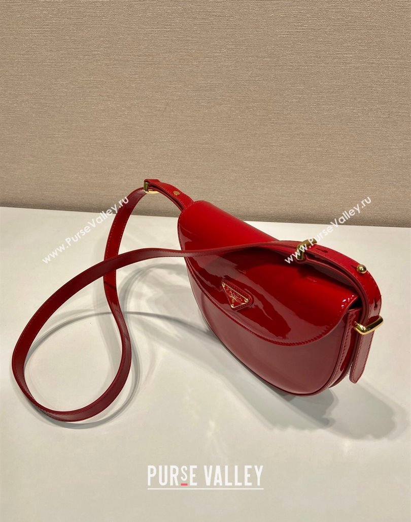 Prada Patent leather saddle Emini bag Red 2024 1BA349 (YZ-240416044)