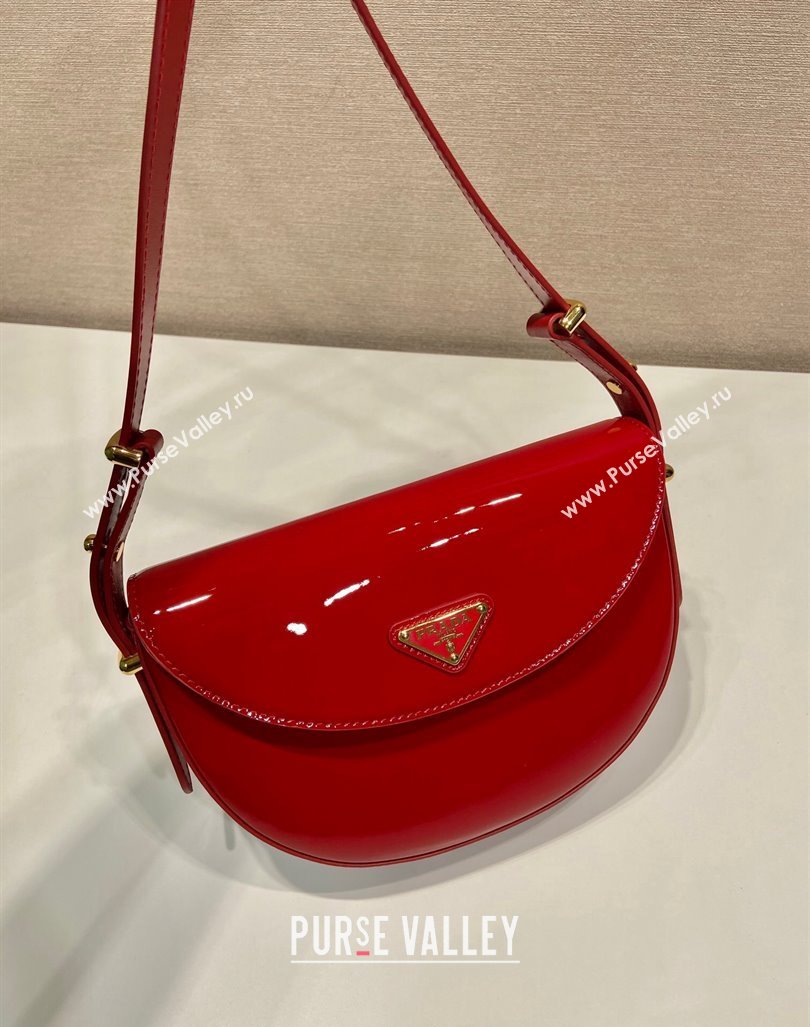 Prada Patent leather saddle Emini bag Red 2024 1BA349 (YZ-240416044)