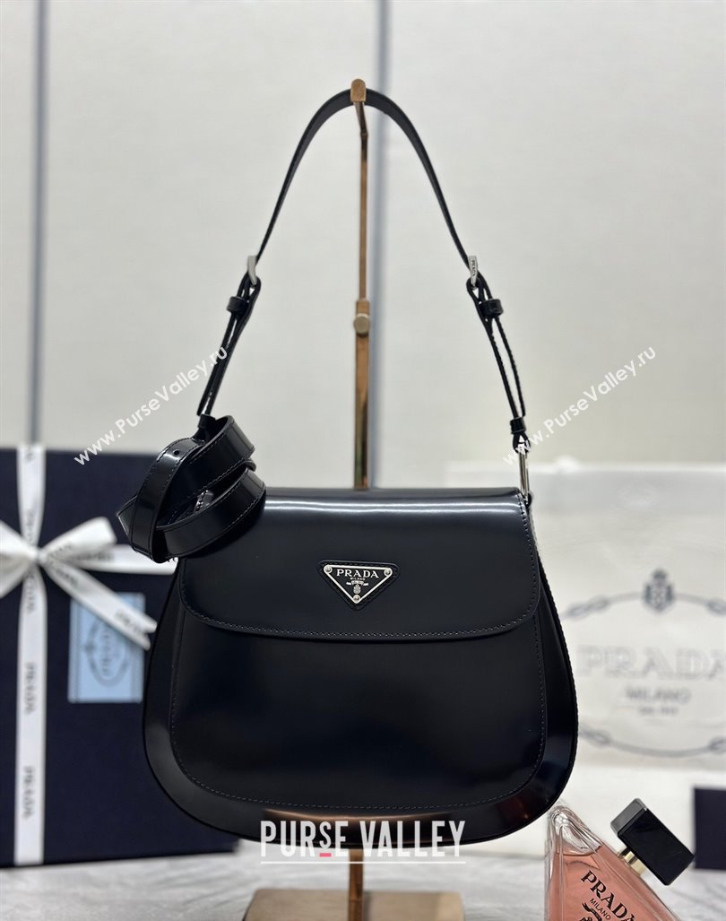 Prada Cleo Brushed Leather Shoulder Bag 1BD303 Black/Silver 2024 0416 (YZ-240416110)