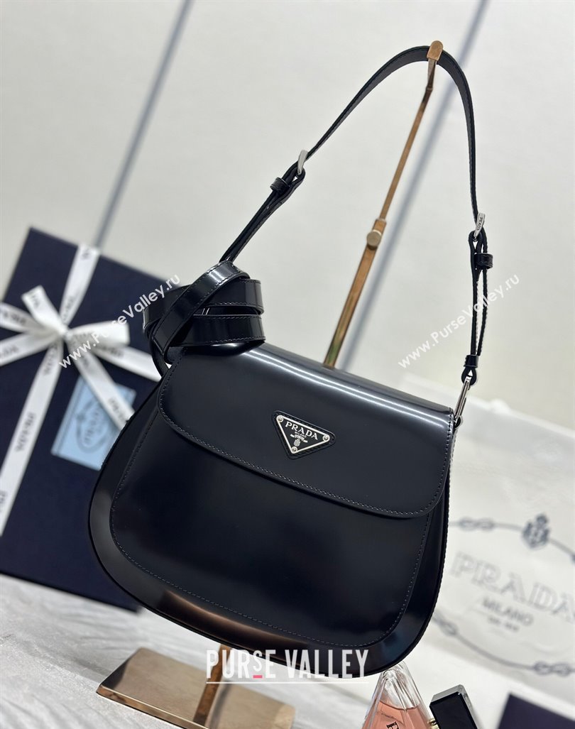 Prada Cleo Brushed Leather Shoulder Bag 1BD303 Black/Silver 2024 0416 (YZ-240416110)