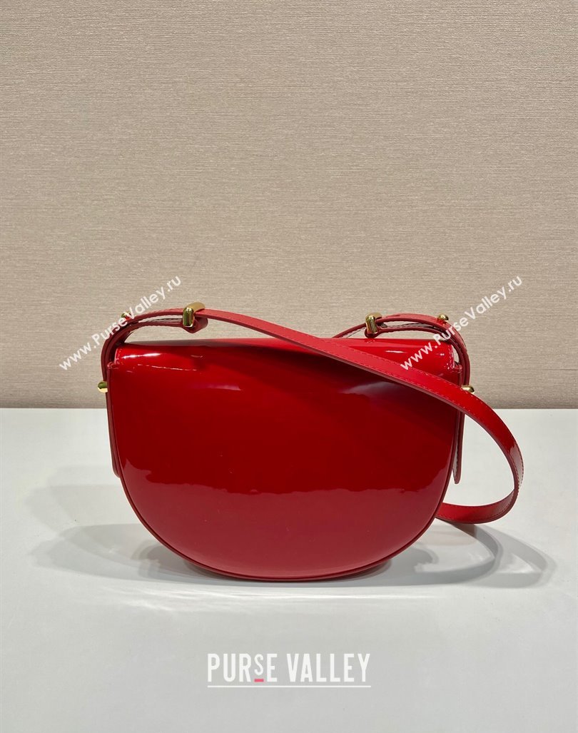 Prada Patent leather saddle Emini bag Red 2024 1BA349 (YZ-240416044)