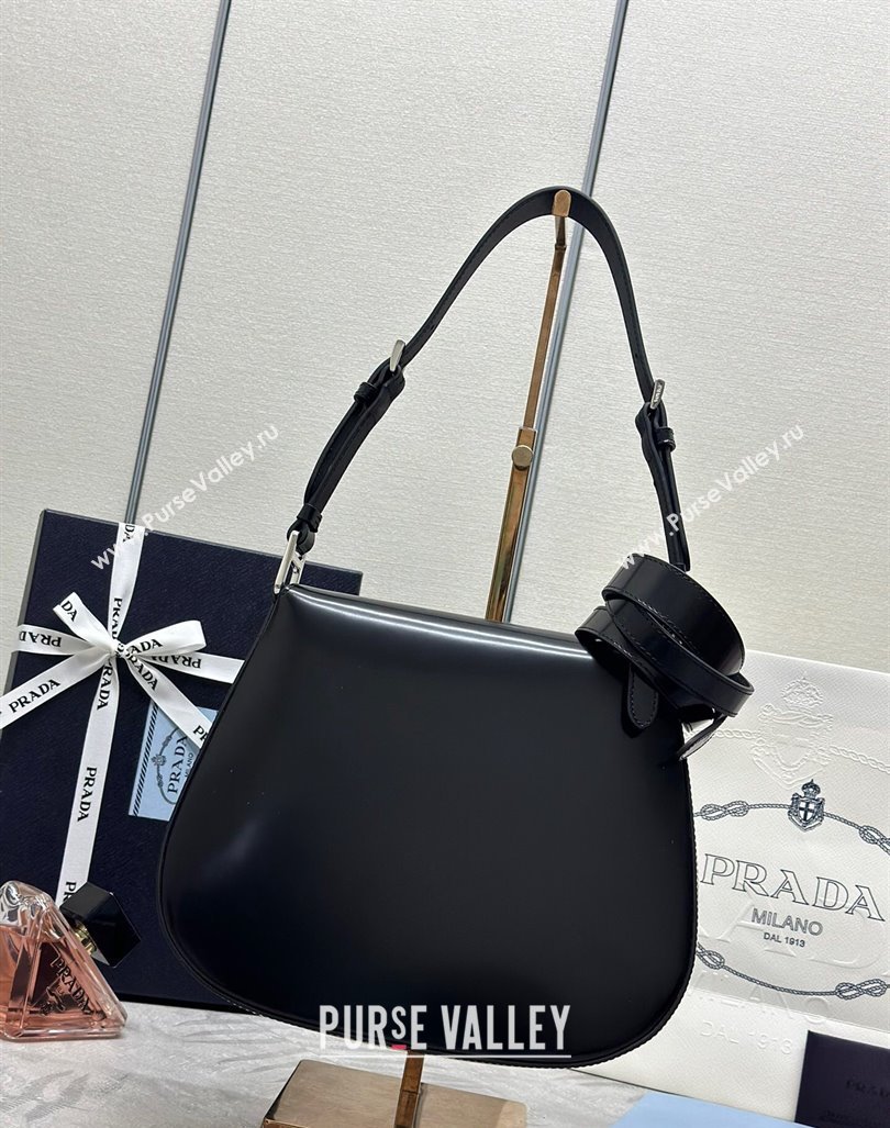 Prada Cleo Brushed Leather Shoulder Bag 1BD303 Black/Silver 2024 0416 (YZ-240416110)