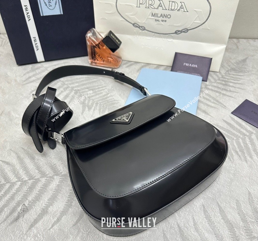 Prada Cleo Brushed Leather Shoulder Bag 1BD303 Black/Silver 2024 0416 (YZ-240416110)