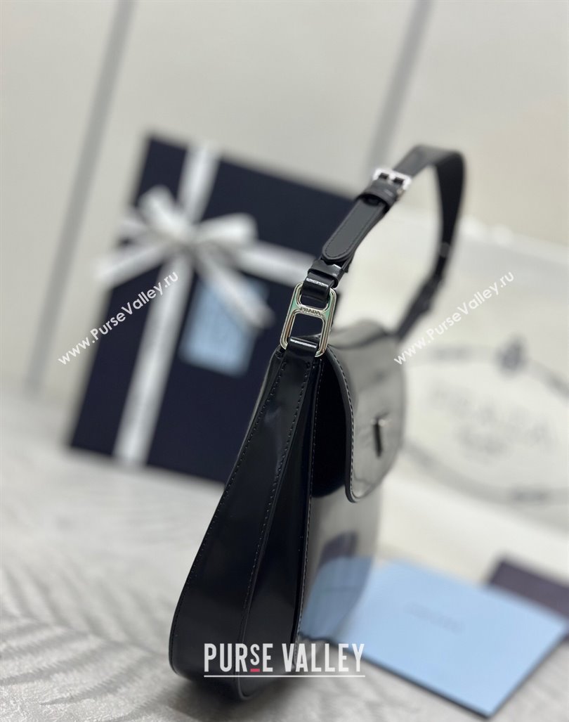 Prada Cleo Brushed Leather Shoulder Bag 1BD303 Black/Silver 2024 0416 (YZ-240416110)