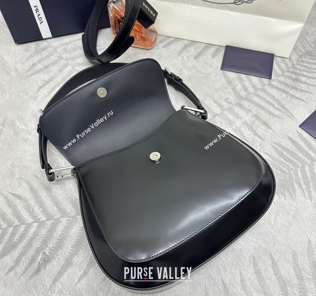 Prada Cleo Brushed Leather Shoulder Bag 1BD303 Black/Silver 2024 0416 (YZ-240416110)