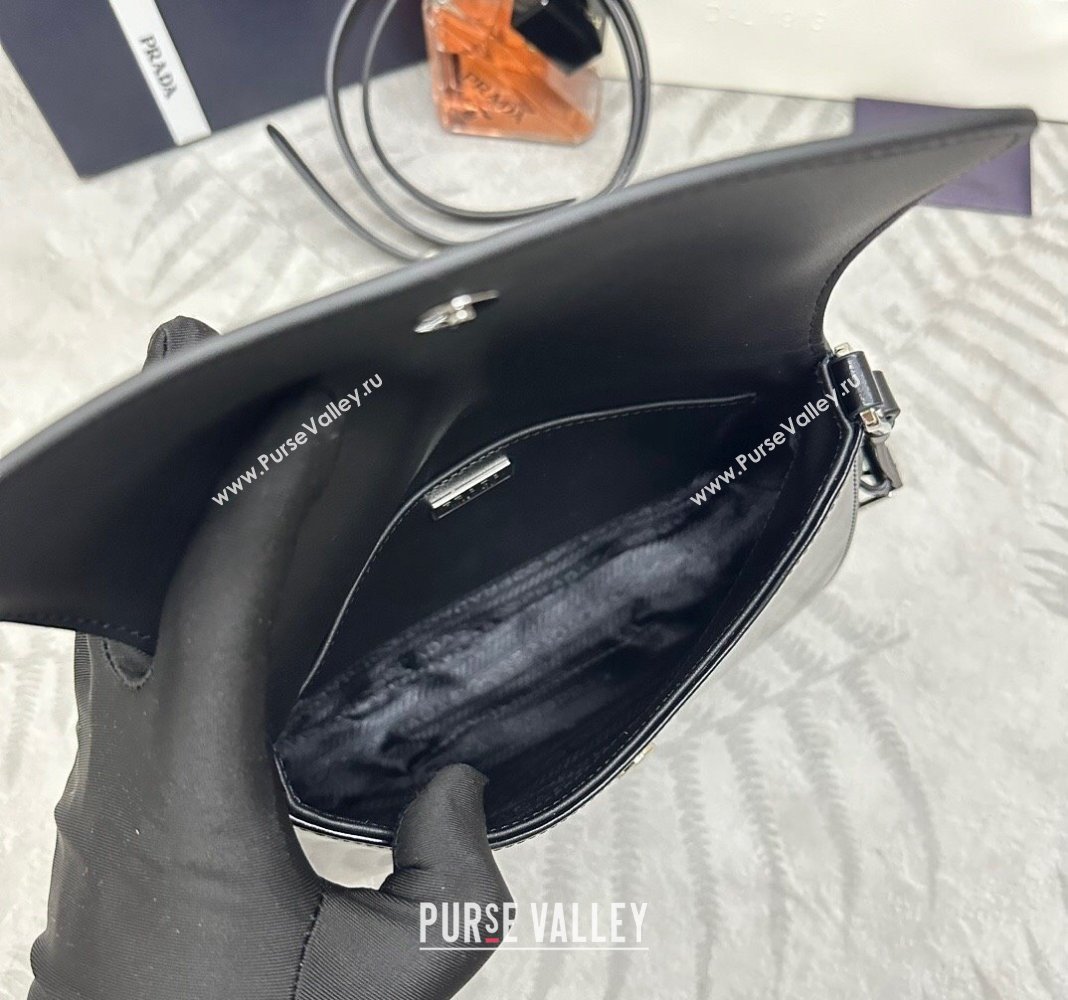 Prada Cleo Brushed Leather Shoulder Bag 1BD303 Black/Silver 2024 0416 (YZ-240416110)